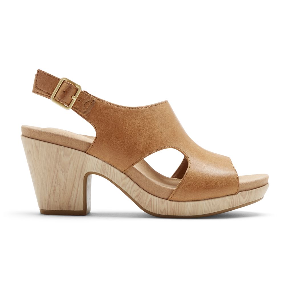 Sandálias De Salto Mulher Rockport Vivianne Cutout Slingback Marrom,Portugal JSBTA-0312